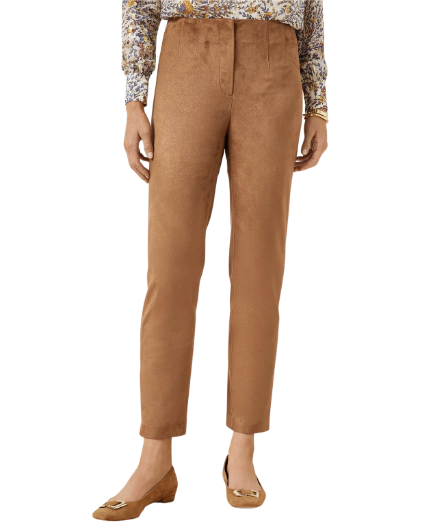 Faux Suede Slim Ankle Pants
